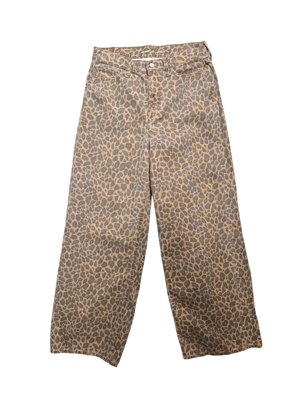 Old Navy Leopard Print High Rise Baggy Wide Leg Jeans Size 10 Tall - Picture 2 of 8